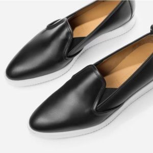 Everlane The Leather Street Shoe in Black, Womens Wedge Loafer